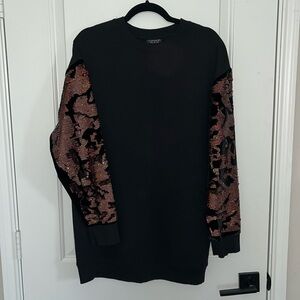Black long sleeve sweatshirt with sequin sleeves